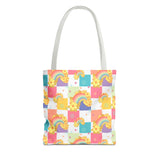 Rainbow Checkered Hibiscus Hawaii Tote Bag — Summer AOP Beach Tote