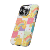 Samsung Galaxy, Apple iPhone, Google Pixel Phone Case in Retro Rainbow Checkers