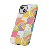 Samsung Galaxy, Apple iPhone, Google Pixel Phone Case in Retro Rainbow Checkers