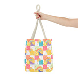 Rainbow Checkered Hibiscus Hawaii Tote Bag — Summer AOP Beach Tote
