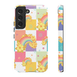 Samsung Galaxy, Apple iPhone, Google Pixel Phone Case in Retro Rainbow Checkers