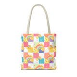 Rainbow Checkered Hibiscus Hawaii Tote Bag — Summer AOP Beach Tote