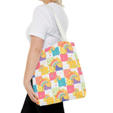 Rainbow Checkered Hibiscus Hawaii Tote Bag — Summer AOP Beach Tote