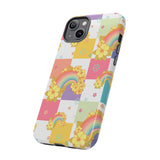 Samsung Galaxy, Apple iPhone, Google Pixel Phone Case in Retro Rainbow Checkers