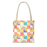 Rainbow Checkered Hibiscus Hawaii Tote Bag — Summer AOP Beach Tote