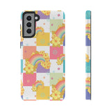 Samsung Galaxy, Apple iPhone, Google Pixel Phone Case in Retro Rainbow Checkers