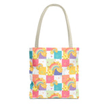 Rainbow Checkered Hibiscus Hawaii Tote Bag — Summer AOP Beach Tote