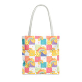 Rainbow Checkered Hibiscus Hawaii Tote Bag — Summer AOP Beach Tote