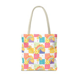 Rainbow Checkered Hibiscus Hawaii Tote Bag — Summer AOP Beach Tote