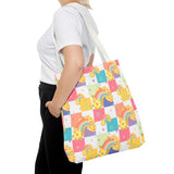 Rainbow Checkered Hibiscus Hawaii Tote Bag — Summer AOP Beach Tote