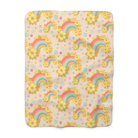 Cozy Soft Sherpa Throw Blanket in Retro Rainbows