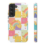 Samsung Galaxy, Apple iPhone, Google Pixel Phone Case in Retro Rainbow Checkers