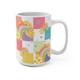 Jumbo 15 oz Mug in Retro Rainbow Checkers