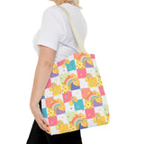 Rainbow Checkered Hibiscus Hawaii Tote Bag — Summer AOP Beach Tote