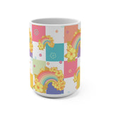 Jumbo 15 oz Mug in Retro Rainbow Checkers