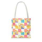 Rainbow Checkered Hibiscus Hawaii Tote Bag — Summer AOP Beach Tote