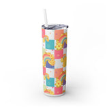 Double Wall Insulated 20 oz. Skinny Tumbler in Retro Rainbow Checkers