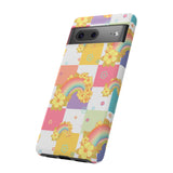 Samsung Galaxy, Apple iPhone, Google Pixel Phone Case in Retro Rainbow Checkers