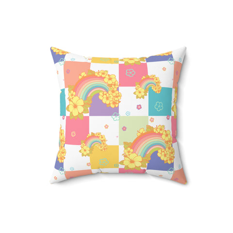 Throw Pillow in Retro Rainbow Checkers