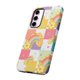 Samsung Galaxy, Apple iPhone, Google Pixel Phone Case in Retro Rainbow Checkers