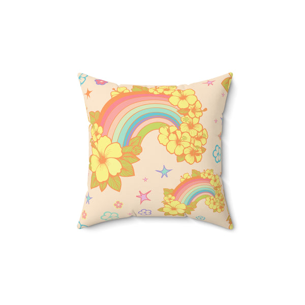 Throw Pillow in Retro Rainbows