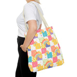 Rainbow Checkered Hibiscus Hawaii Tote Bag — Summer AOP Beach Tote