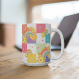 Jumbo 15 oz Mug in Retro Rainbow Checkers