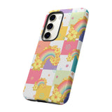 Samsung Galaxy, Apple iPhone, Google Pixel Phone Case in Retro Rainbow Checkers