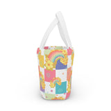 Neoprene Lunch Bag Tote in Retro Hawaii Rainbow Checkers