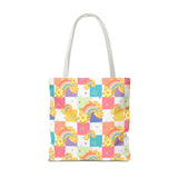 Rainbow Checkered Hibiscus Hawaii Tote Bag — Summer AOP Beach Tote