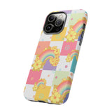 Samsung Galaxy, Apple iPhone, Google Pixel Phone Case in Retro Rainbow Checkers