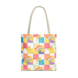 Rainbow Checkered Hibiscus Hawaii Tote Bag — Summer AOP Beach Tote