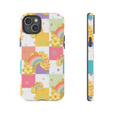 Samsung Galaxy, Apple iPhone, Google Pixel Phone Case in Retro Rainbow Checkers