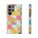 Samsung Galaxy, Apple iPhone, Google Pixel Phone Case in Retro Rainbow Checkers