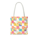 Rainbow Checkered Hibiscus Hawaii Tote Bag — Summer AOP Beach Tote