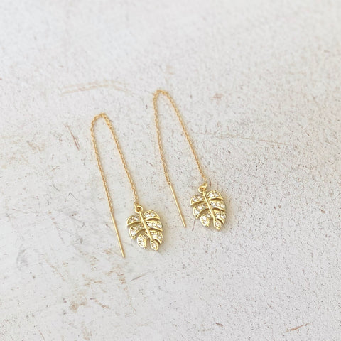 Monstera Leaf Threader Earrings