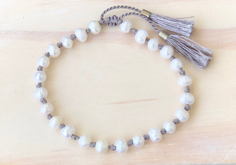 fresh water pearl hand knotted bracelet