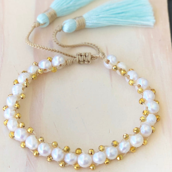 beaded pearl tassel jewelry